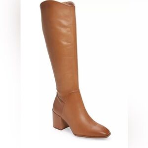 Nordstrom Valentina Tall Shaft Boots Cognac Brown Leather Knee 9.5M